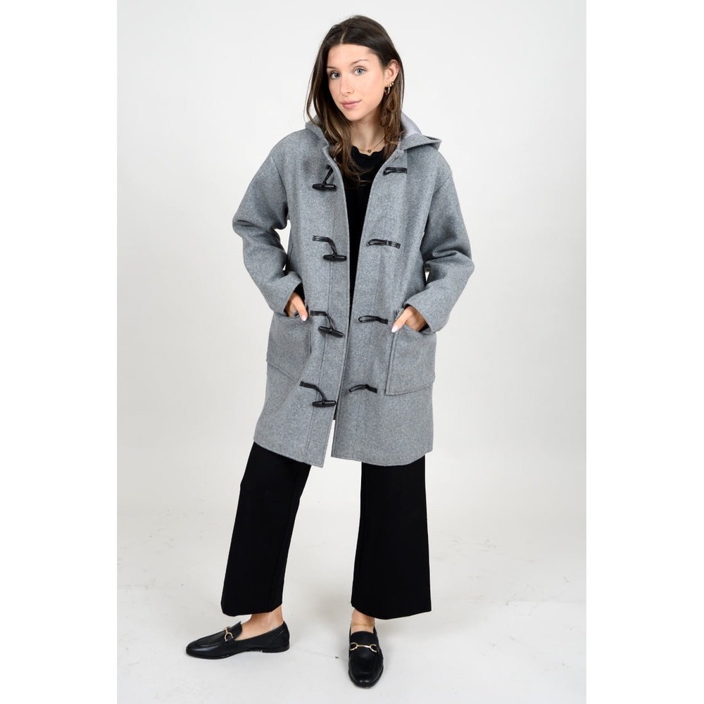 Classic Duffle‎ coat Camel Color Toggle Hooded Warm Winter Outerwear XS M - Picture 14 of 16